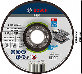 PRO Stainless Steel and Metal 3-in-1 Disc, 125 x 2,5 x 22,23 mm