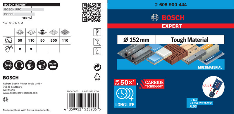 Žaga za izrezovanje lukenj EXPERT Tough Material, 152 x 60 mm