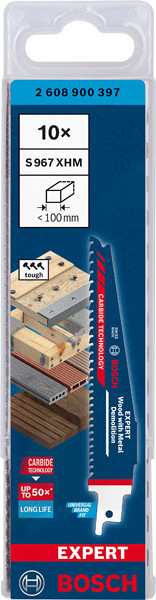 10-delni komplet listov za sabljasto žago EXPERT Wood with Metal Demolition S967XHM