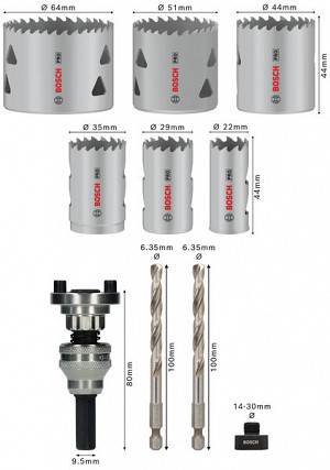 10-delni komplet vpenjalnega sistema Q-Lock za žago za izrezovanje lukenj PRO Multi Material