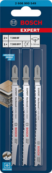 2-delni kompleti listov za vbodno žago EXPERT ‘Hardwood 2-side clean‘ T308BF/BFP