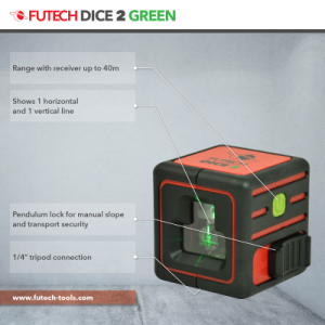 Futech križni laserski merilnik Dice 2 - RDEČ