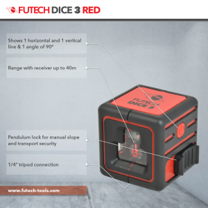 Futech križni laserski merilnik Dice 3 - RDEČ