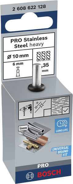 Čopičasta ščetka PRO Stainless Steel heavy, ravno vpenjalno steblo, 10 x 0,35 mm