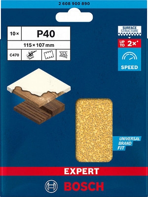 EXPERT C470 brusni papir s 6 luknjami za vibracijske brusilnike, 115 x 107 mm, G 40, 10 kosov