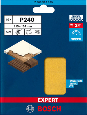 EXPERT C470 brusni papir s 6 luknjami za vibracijske brusilnike, 115 x 107 mm, G 240, 10 kosov