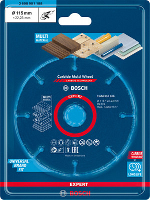 EXPERT Carbide Multi Wheel rezalna plošča, 115 mm, 22,23 mm