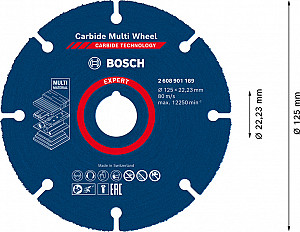 EXPERT Carbide Multi Wheel rezalna plošča, 125 mm, 22,23 mm