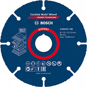 EXPERT Carbide Multi Wheel rezalna plošča, 115 mm, 22,23 mm