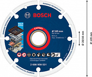 EXPERT Diamond Metal Wheel rezalna plošča, 105 x 20/16 mm