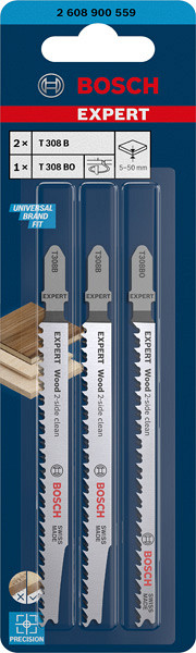 EXPERT ‘Wood 2-side clean‘ T308B/BO 3-delni kompleti listov za vbodno žago