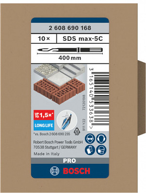 Komplet koničastih dlet PRO SDS max-5C, 400 mm, 10-delni