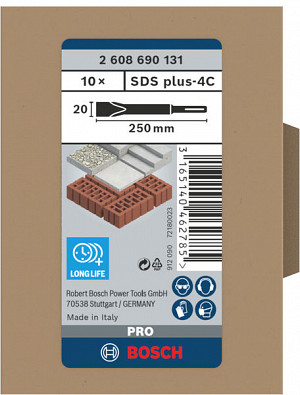 Komplet ploščatih dlet PRO SDS plus-4C, 20 x 250 mm, 10-delni