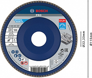 Lamelna brusna plošča PRO X571, 115 mm, G120