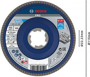 Lamelna brusna plošča PRO X571, 115 mm, G120, X-Lock