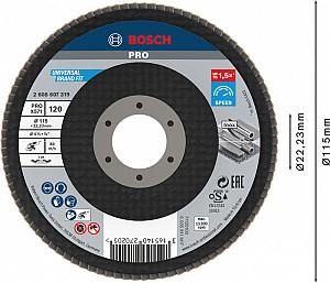 Lamelna brusna plošča PRO X571, 115 mm, G120