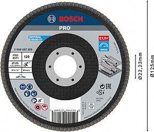 Lamelna brusna plošča PRO X571, 125 mm, G120