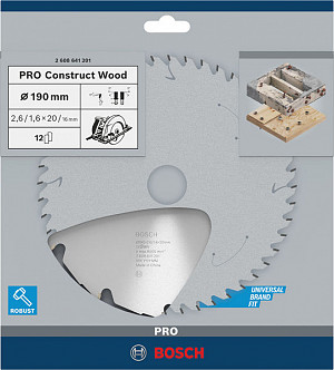 List za krožno žago PRO Construct Wood, 190 x 2,6 x 20 mm