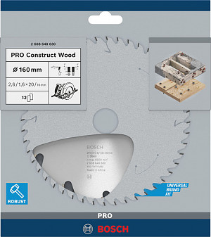 List za krožno žago PRO Construct Wood, 160 x 2,6 x 20 mm