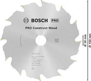 List za krožno žago PRO Construct Wood, 150 x 2,4 x 20 mm