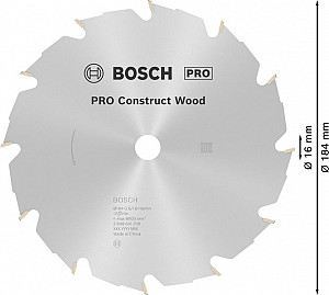 List za krožno žago PRO Construct Wood, 184 x 2,6 x 16 mm