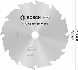 List za krožno žago PRO Construct Wood, 190 x 2,6 x 20 mm