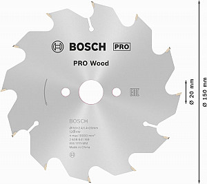 List za krožno žago PRO Wood, 150 x 2,4 x 20 mm, T12