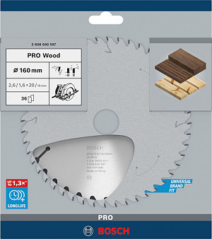 List za krožno žago PRO Wood, 160 x 2,6 x 20 mm, T36