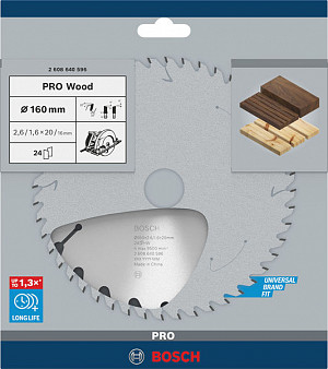 List za krožno žago PRO Wood, 160 x 2,6 x 20 mm, T24