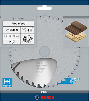 List za krožno žago PRO Wood, 165 x 2,6 x 30 mm, T36