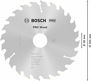 List za krožno žago PRO Wood, 165 x 2,6 x 30 mm, T24