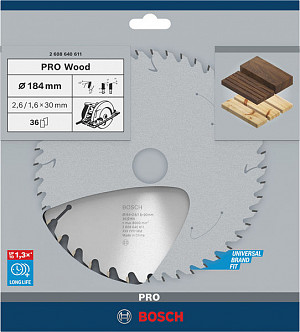 List za krožno žago PRO Wood, 184 x 2,6 x 30 mm, T36