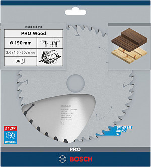 List za krožno žago PRO Wood, 190 x 2,6 x 20 mm, T36