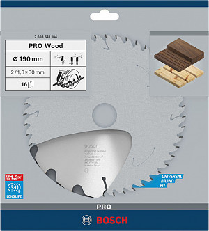 List za krožno žago PRO Wood, 190 x 2 x 30 mm, T16