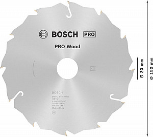 List za krožno žago PRO Wood, 190 x 2,4 x 30 mm, T12