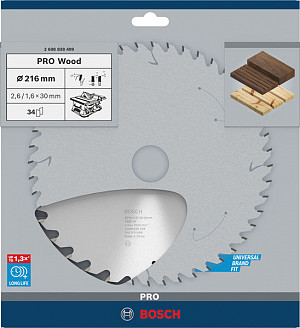 List za krožno žago PRO Wood, 216 x 2,6 x 30 mm, T34