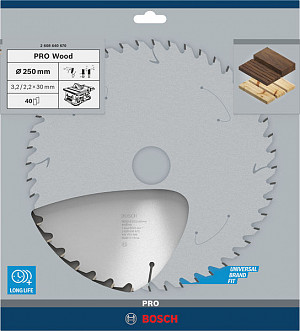 List za krožno žago PRO Wood, 250 x 3,2 x 30 mm, T40