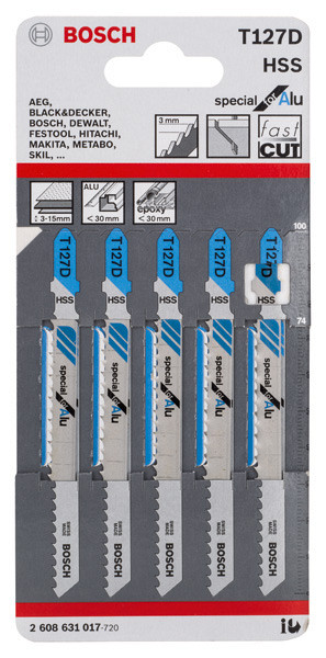 List za vbodno žago PRO Alu T127D, 100 mm, 5 kosa