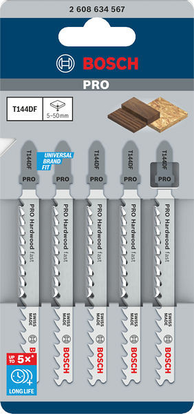 List za vbodno žago PRO Hardwood fast T144DF 100 mm, 5 kosov