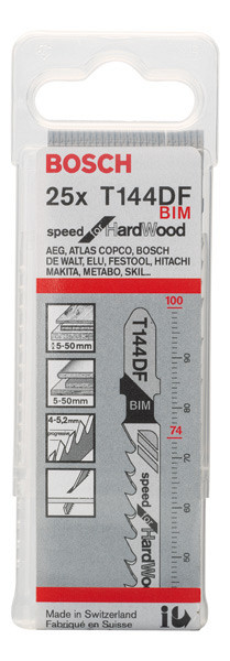 List za vbodno žago PRO Hardwood fast T144DF 100 mm, 25 kosov