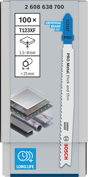 List za vbodno žago PRO Metal thick and thin T123XF, 100 mm, 100 kosov