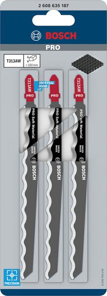 List za vbodno žago PRO Soft Material T313AW, 152 mm, 3 kosi