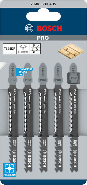 List za vbodno žago PRO Wood precise T144DP, 100 mm, 5 kosov