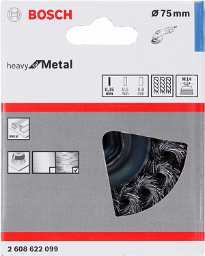 Lončasta žična ščetka PRO Metal heavy, 75 x 0,35 mm, navoj