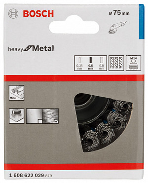 Lončasta žična ščetka PRO Metal heavy, 75 x 0,5 mm, navoj