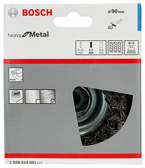 Lončasta žična ščetka PRO Metal heavy, 90 x 0,5 mm, navoj