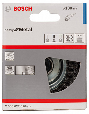 Lončasta žična ščetka PRO Metal heavy, 100 x 0,5 mm, navoj