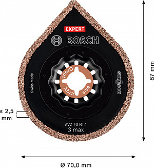 Plošča za odstranjevanje malte EXPERT 3 max AVZ 70 RT4  za večnamenska orodja, 70 mm