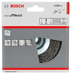 Poševna ščetka PRO Metal clean, 100 x 0,3 mm, navoj