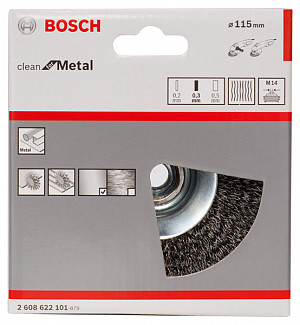 Poševna ščetka PRO Metal clean, 115 x 0,3 mm, navoj